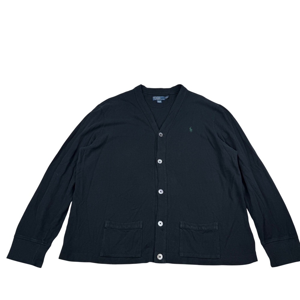 Polo Ralph Lauren Cardigan Men XXL Black Classic Pony Logo Button Front
